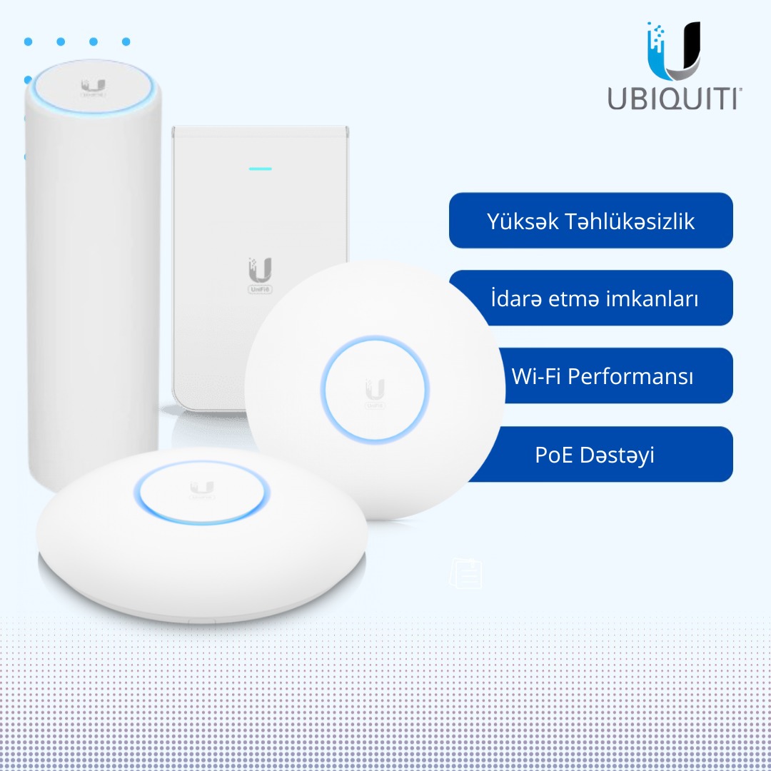 "Ubiquiti UniFi 6 AP-ları  ilə Biznesiniz üçün Yüksək Performanslı və Etibarlı Şəbəkə Həlli"